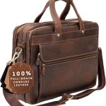 Luxorro Full Grain Leather Briefcase for Men, Top Choice Gifts for Men, Handcrafted Leather Laptop Bag with Multiple Compartments and Brass Hardware, Fits 15.6 Inch Laptop